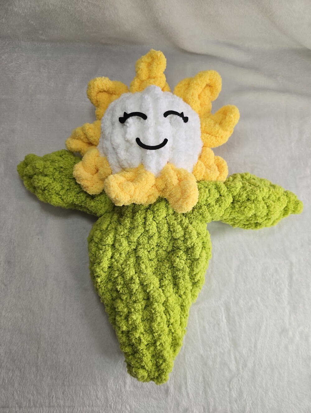 'Florabelle' Flower Baby Hand Knitted Baby Stuffie 16 inches